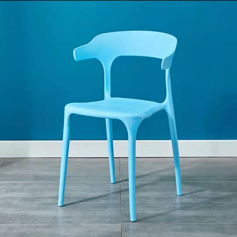 Contemporary Plastic Arm Chair Open Back Kitchen Dining Room Chair Sky Blue 1 Piece Clearhalo 'Dining Chairs' 'Dining Tables & Seating' 'dining_chair' 'furn' 'furn_dining_chair' 'Furniture' 'furniture_dining_chair' 'Kitchen & Dining Furniture' 5119731