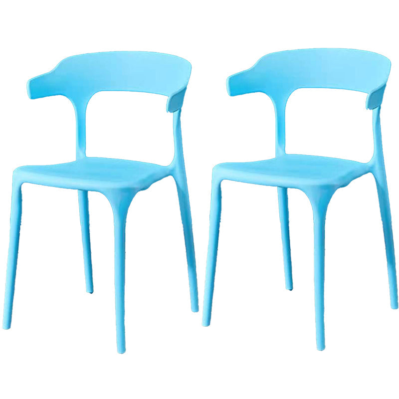 Contemporary Plastic Arm Chair Open Back Kitchen Dining Room Chair Sky Blue 2 Piece Set Clearhalo 'Dining Chairs' 'Dining Tables & Seating' 'dining_chair' 'furn' 'furn_dining_chair' 'Furniture' 'furniture_dining_chair' 'Kitchen & Dining Furniture' 5119733