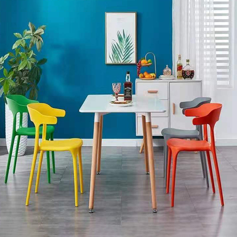 Contemporary Plastic Arm Chair Open Back Kitchen Dining Room Chair Clearhalo 'Dining Chairs' 'Dining Tables & Seating' 'dining_chair' 'furn' 'furn_dining_chair' 'Furniture' 'furniture_dining_chair' 'Kitchen & Dining Furniture' 5119734