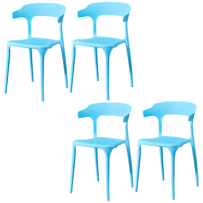 Contemporary Plastic Arm Chair Open Back Kitchen Dining Room Chair Sky Blue 4 Piece Set Clearhalo 'Dining Chairs' 'Dining Tables & Seating' 'dining_chair' 'furn' 'furn_dining_chair' 'Furniture' 'furniture_dining_chair' 'Kitchen & Dining Furniture' 5119736