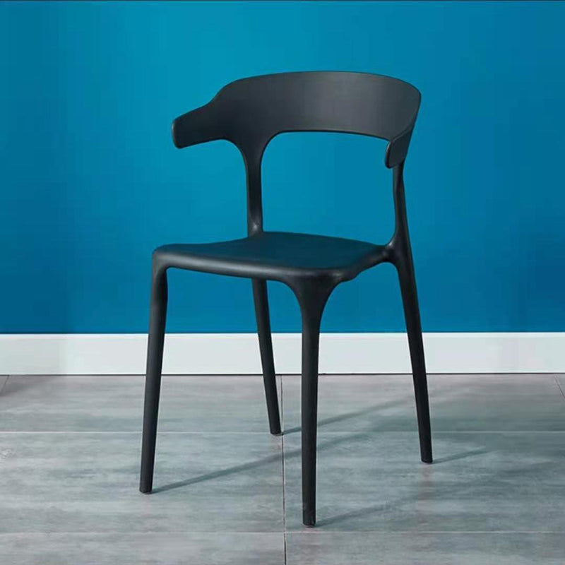 Contemporary Plastic Arm Chair Open Back Kitchen Dining Room Chair Black 1 Piece Clearhalo 'Dining Chairs' 'Dining Tables & Seating' 'dining_chair' 'furn' 'furn_dining_chair' 'Furniture' 'furniture_dining_chair' 'Kitchen & Dining Furniture' 5119737