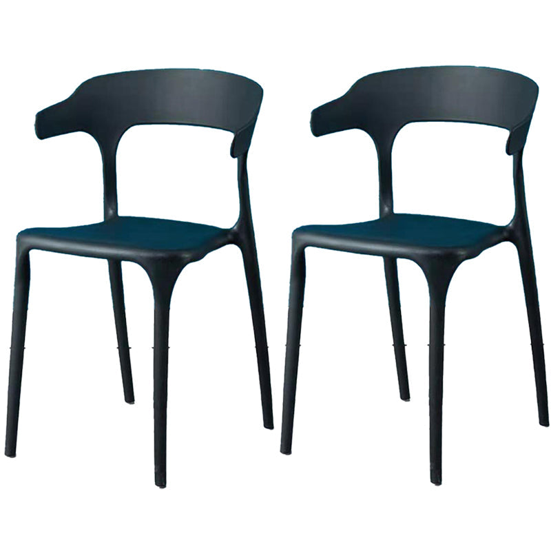 Contemporary Plastic Arm Chair Open Back Kitchen Dining Room Chair Black 2 Piece Set Clearhalo 'Dining Chairs' 'Dining Tables & Seating' 'dining_chair' 'furn' 'furn_dining_chair' 'Furniture' 'furniture_dining_chair' 'Kitchen & Dining Furniture' 5119738
