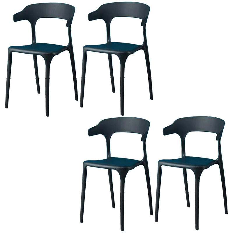 Contemporary Plastic Arm Chair Open Back Kitchen Dining Room Chair Black 4 Piece Set Clearhalo 'Dining Chairs' 'Dining Tables & Seating' 'dining_chair' 'furn' 'furn_dining_chair' 'Furniture' 'furniture_dining_chair' 'Kitchen & Dining Furniture' 5119739