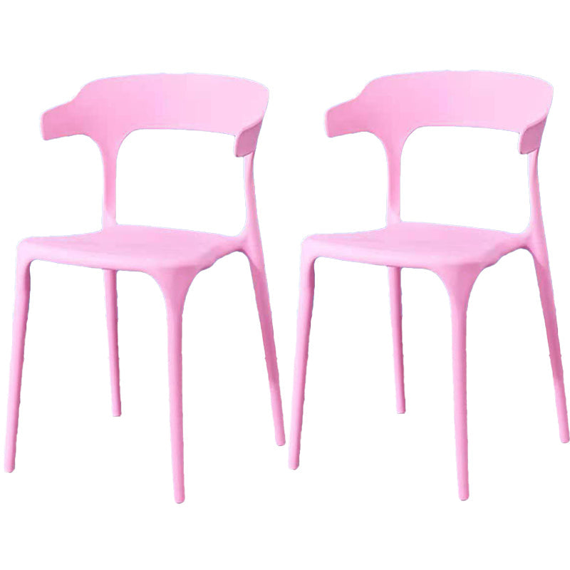 Contemporary Plastic Arm Chair Open Back Kitchen Dining Room Chair Pink 2 Piece Set Clearhalo 'Dining Chairs' 'Dining Tables & Seating' 'dining_chair' 'furn' 'furn_dining_chair' 'Furniture' 'furniture_dining_chair' 'Kitchen & Dining Furniture' 5119741