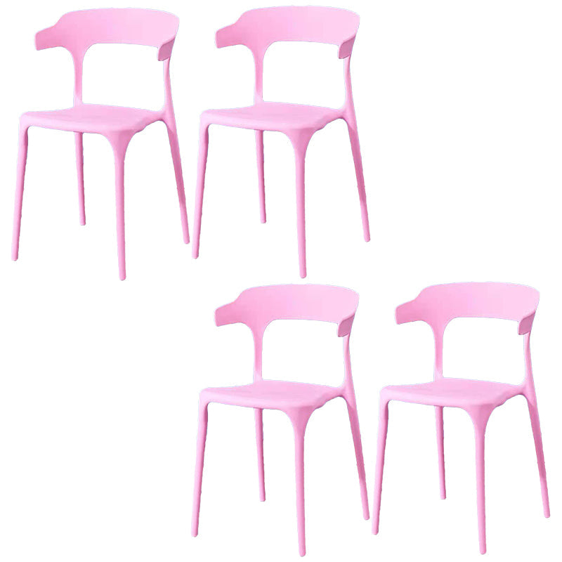 Contemporary Plastic Arm Chair Open Back Kitchen Dining Room Chair Pink 4 Piece Set Clearhalo 'Dining Chairs' 'Dining Tables & Seating' 'dining_chair' 'furn' 'furn_dining_chair' 'Furniture' 'furniture_dining_chair' 'Kitchen & Dining Furniture' 5119742