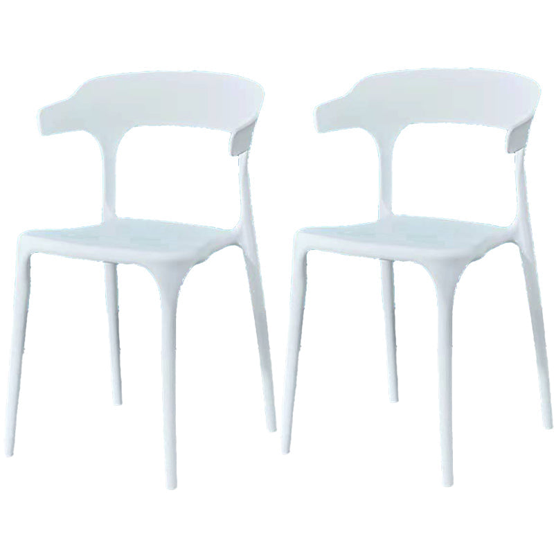 Contemporary Plastic Arm Chair Open Back Kitchen Dining Room Chair White 2 Piece Set Clearhalo 'Dining Chairs' 'Dining Tables & Seating' 'dining_chair' 'furn' 'furn_dining_chair' 'Furniture' 'furniture_dining_chair' 'Kitchen & Dining Furniture' 5119744