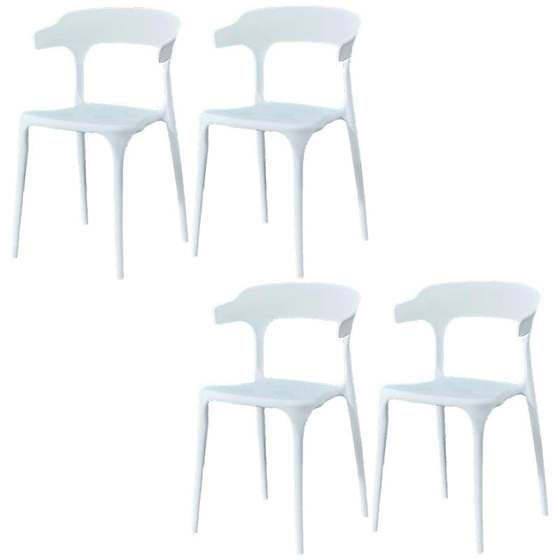 Contemporary Plastic Arm Chair Open Back Kitchen Dining Room Chair White 4 Piece Set Clearhalo 'Dining Chairs' 'Dining Tables & Seating' 'dining_chair' 'furn' 'furn_dining_chair' 'Furniture' 'furniture_dining_chair' 'Kitchen & Dining Furniture' 5119745