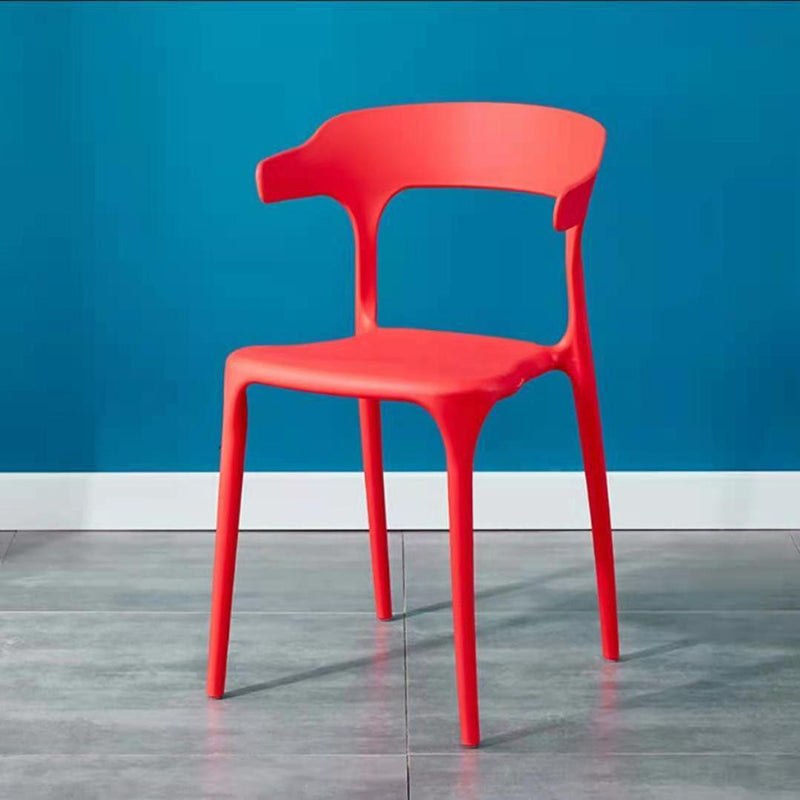 Contemporary Plastic Arm Chair Open Back Kitchen Dining Room Chair Red 1 Piece Clearhalo 'Dining Chairs' 'Dining Tables & Seating' 'dining_chair' 'furn' 'furn_dining_chair' 'Furniture' 'furniture_dining_chair' 'Kitchen & Dining Furniture' 5119746