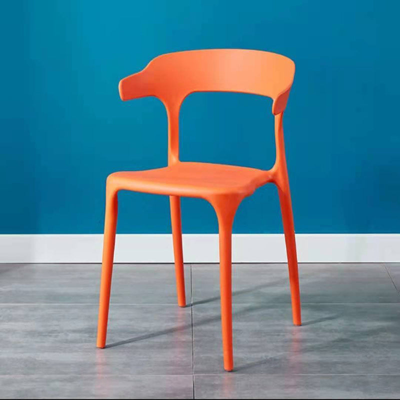 Contemporary Plastic Arm Chair Open Back Kitchen Dining Room Chair Orange-Red 1 Piece Clearhalo 'Dining Chairs' 'Dining Tables & Seating' 'dining_chair' 'furn' 'furn_dining_chair' 'Furniture' 'furniture_dining_chair' 'Kitchen & Dining Furniture' 5119749