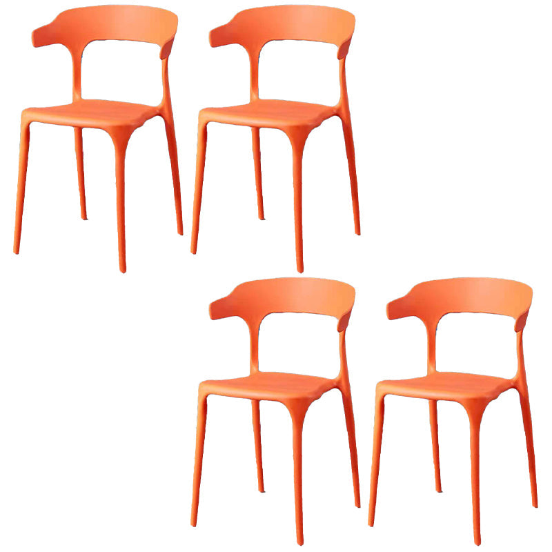 Contemporary Plastic Arm Chair Open Back Kitchen Dining Room Chair Orange-Red 4 Piece Set Clearhalo 'Dining Chairs' 'Dining Tables & Seating' 'dining_chair' 'furn' 'furn_dining_chair' 'Furniture' 'furniture_dining_chair' 'Kitchen & Dining Furniture' 5119751