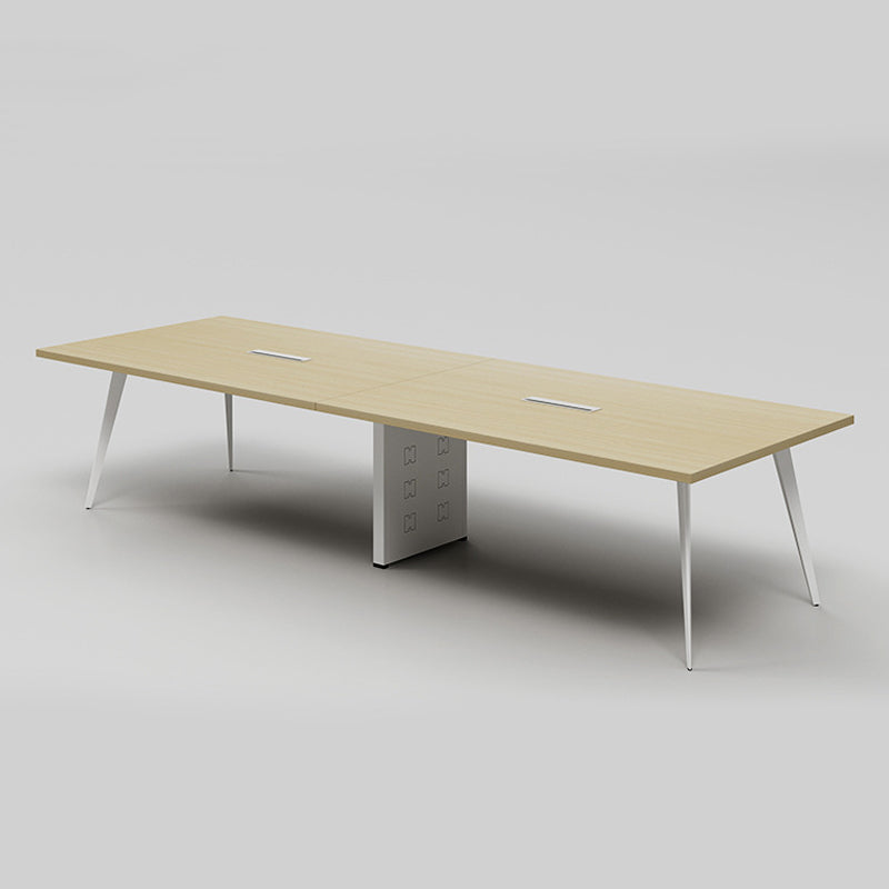 Hedendaagse stijl kantoorbureau met kabelbeheer rechthoekig gefabriceerd houten bureau