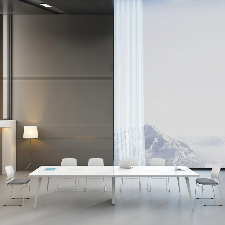 Hedendaagse stijl kantoorbureau met kabelbeheer rechthoekig gefabriceerd houten bureau