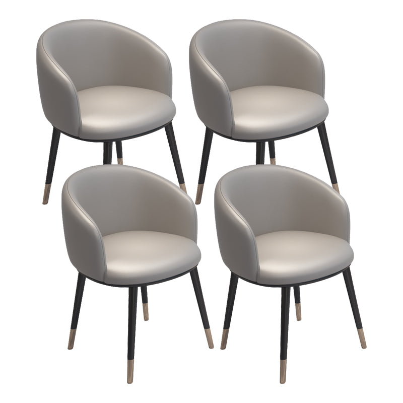 Modern Armless Task Chair Faux Leather Low Back Home Office Chair Grey 4 Piece Set Clearhalo 'furn' 'furn_office_chair' 'Furniture' 'Office Chairs' 'Office Furniture' 'office_chair' 5120411