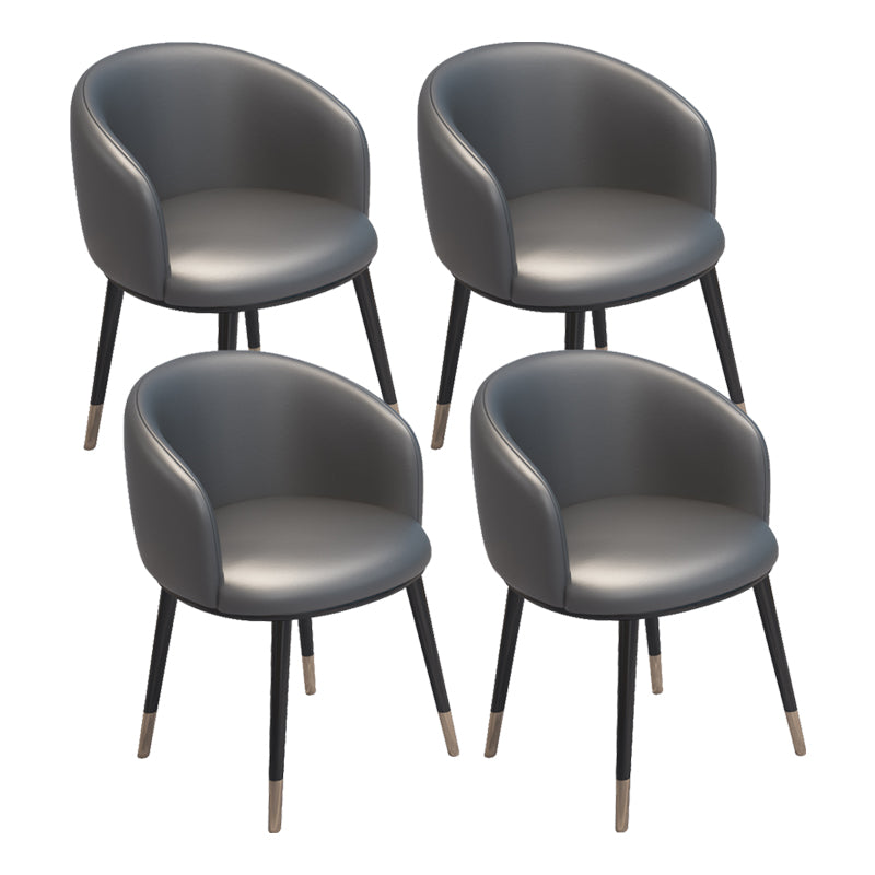 Modern Armless Task Chair Faux Leather Low Back Home Office Chair Dark Gray 4 Piece Set Clearhalo 'furn' 'furn_office_chair' 'Furniture' 'Office Chairs' 'Office Furniture' 'office_chair' 5120418