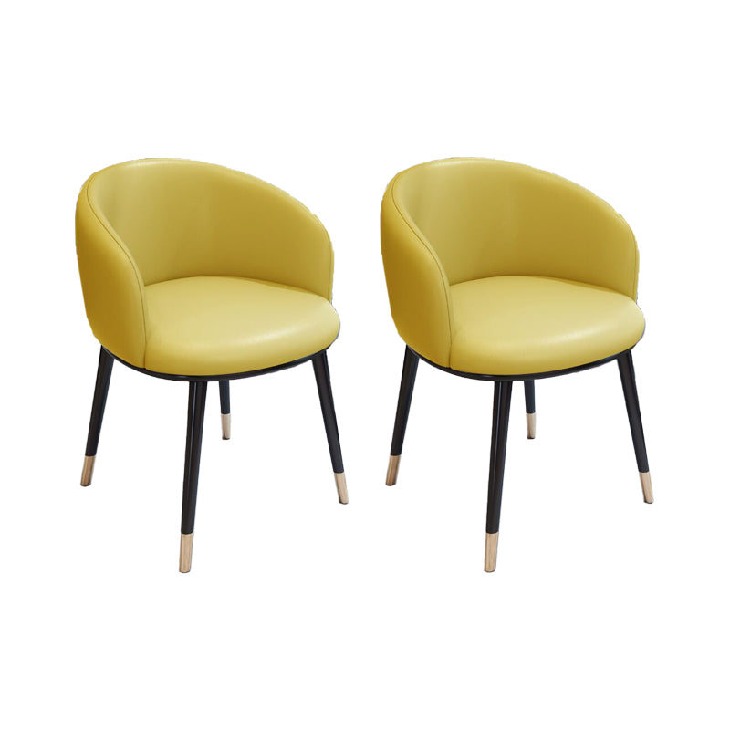 Modern Armless Task Chair Faux Leather Low Back Home Office Chair Yellow 2 Piece Set Clearhalo 'furn' 'furn_office_chair' 'Furniture' 'Office Chairs' 'Office Furniture' 'office_chair' 5120424