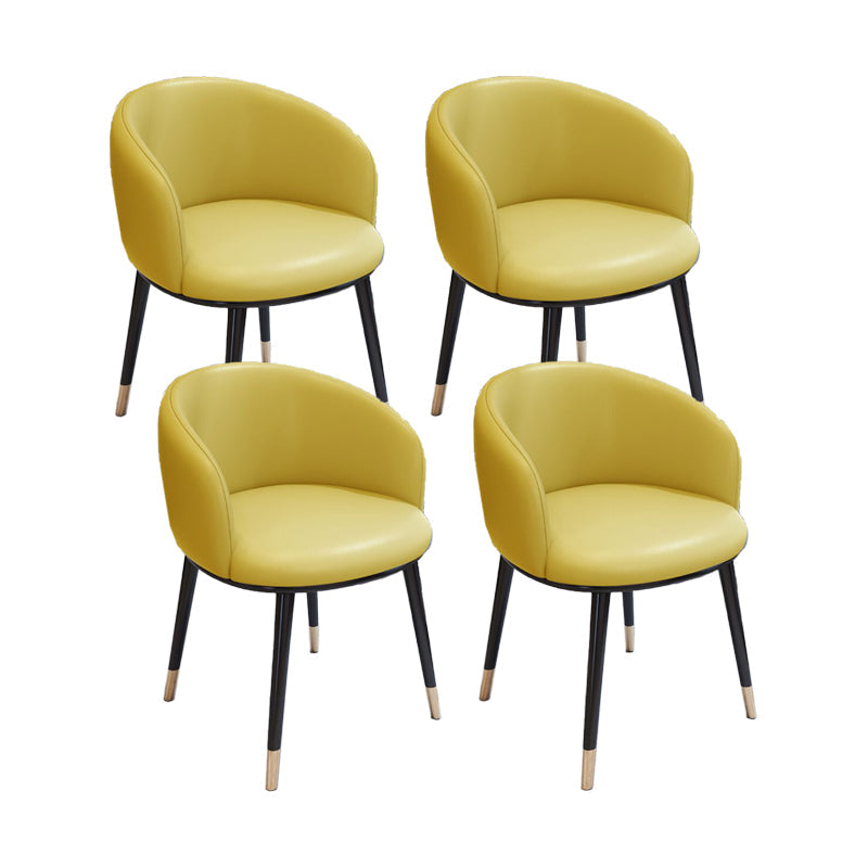 Modern Armless Task Chair Faux Leather Low Back Home Office Chair Yellow 4 Piece Set Clearhalo 'furn' 'furn_office_chair' 'Furniture' 'Office Chairs' 'Office Furniture' 'office_chair' 5120425