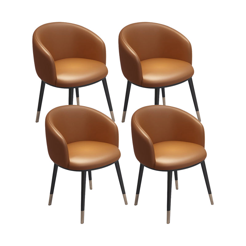 Modern Armless Task Chair Faux Leather Low Back Home Office Chair Brown 4 Piece Set Clearhalo 'furn' 'furn_office_chair' 'Furniture' 'Office Chairs' 'Office Furniture' 'office_chair' 5120428
