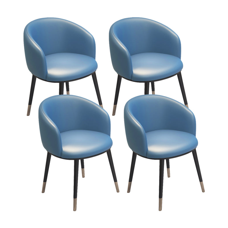 Modern Armless Task Chair Faux Leather Low Back Home Office Chair Light Blue 4 Piece Set Clearhalo 'furn' 'furn_office_chair' 'Furniture' 'Office Chairs' 'Office Furniture' 'office_chair' 5120431