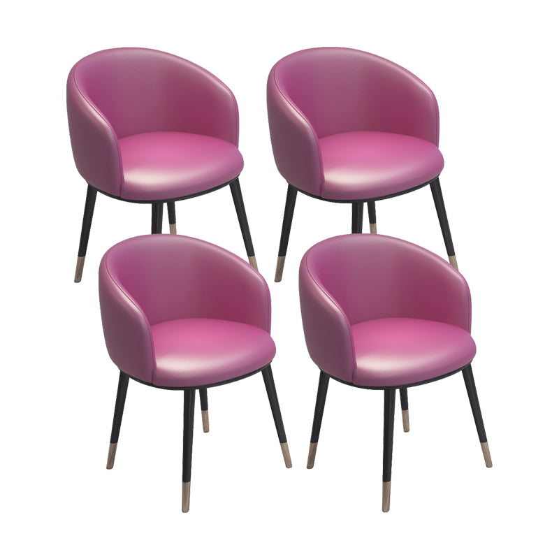 Modern Armless Task Chair Faux Leather Low Back Home Office Chair Rose Red 4 Piece Set Clearhalo 'furn' 'furn_office_chair' 'Furniture' 'Office Chairs' 'Office Furniture' 'office_chair' 5120437