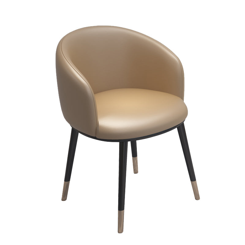 Modern Armless Task Chair Faux Leather Low Back Home Office Chair Khaki 1 Piece Clearhalo 'furn' 'furn_office_chair' 'Furniture' 'Office Chairs' 'Office Furniture' 'office_chair' 5120438