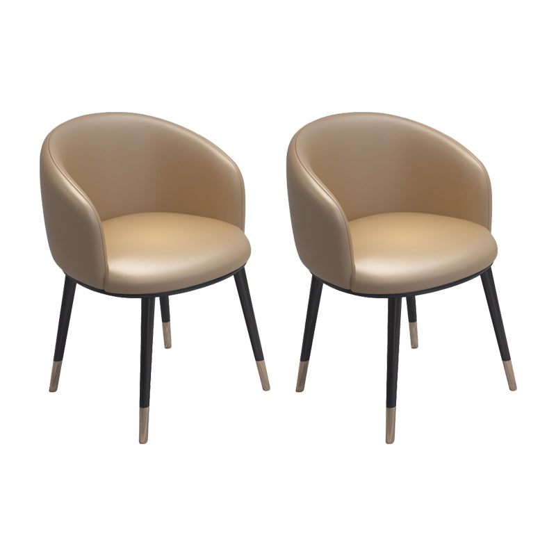 Modern Armless Task Chair Faux Leather Low Back Home Office Chair Khaki 2 Piece Set Clearhalo 'furn' 'furn_office_chair' 'Furniture' 'Office Chairs' 'Office Furniture' 'office_chair' 5120439