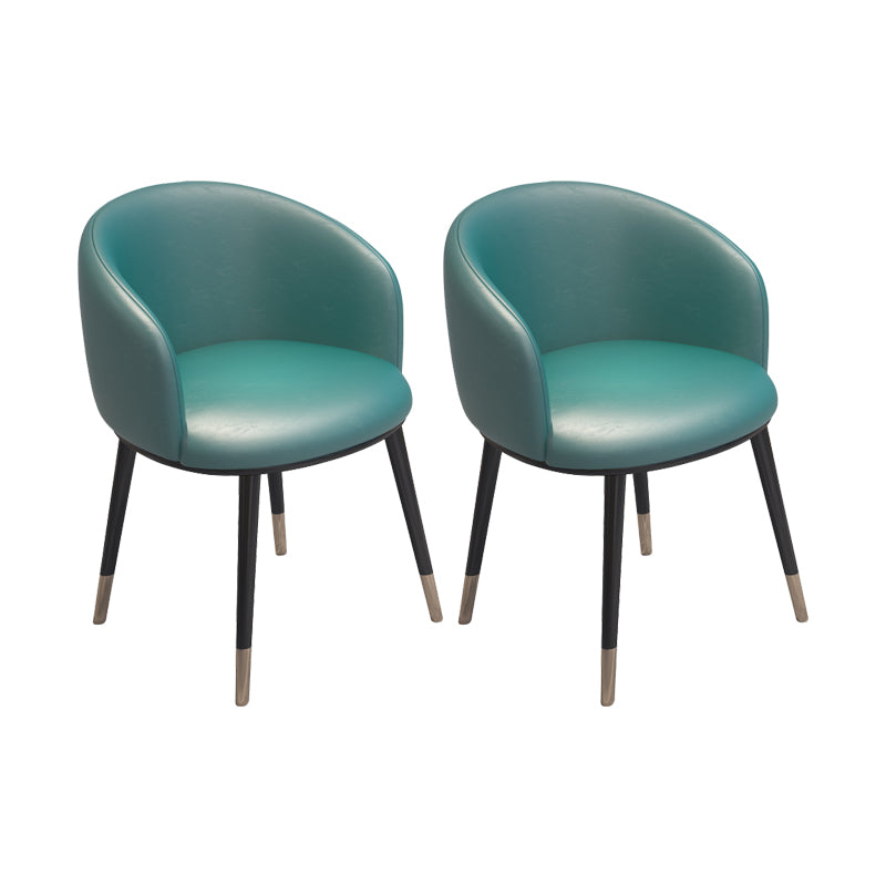 Modern Armless Task Chair Faux Leather Low Back Home Office Chair Blue-Green 2 Piece Set Clearhalo 'furn' 'furn_office_chair' 'Furniture' 'Office Chairs' 'Office Furniture' 'office_chair' 5120442