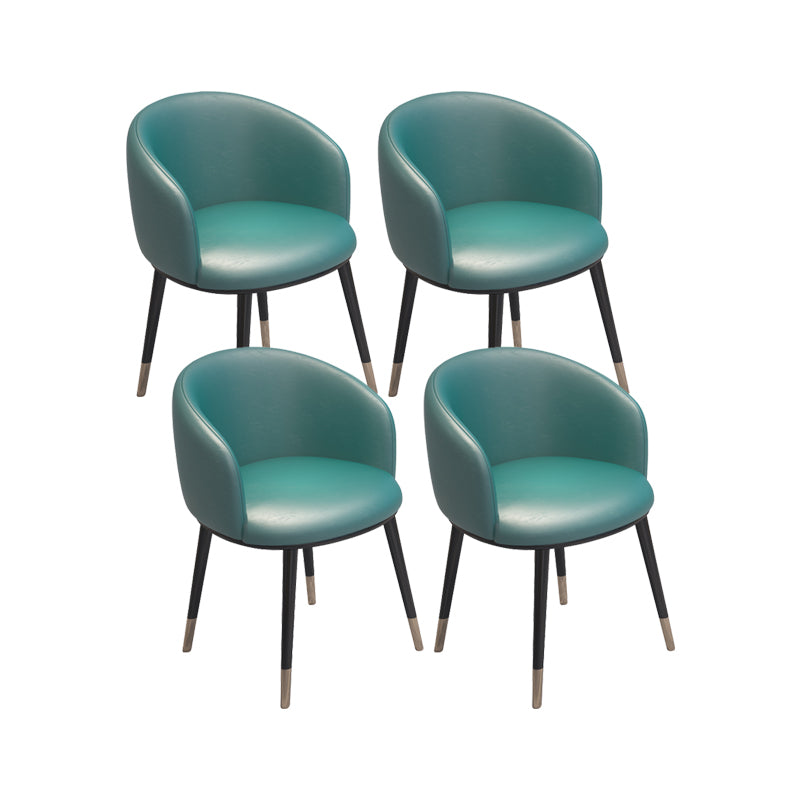 Modern Armless Task Chair Faux Leather Low Back Home Office Chair Blue-Green 4 Piece Set Clearhalo 'furn' 'furn_office_chair' 'Furniture' 'Office Chairs' 'Office Furniture' 'office_chair' 5120443