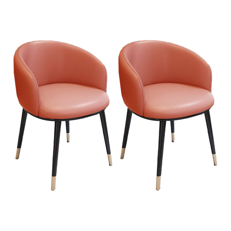 Modern Armless Task Chair Faux Leather Low Back Home Office Chair Orange 2 Piece Set Clearhalo 'furn' 'furn_office_chair' 'Furniture' 'Office Chairs' 'Office Furniture' 'office_chair' 5120445