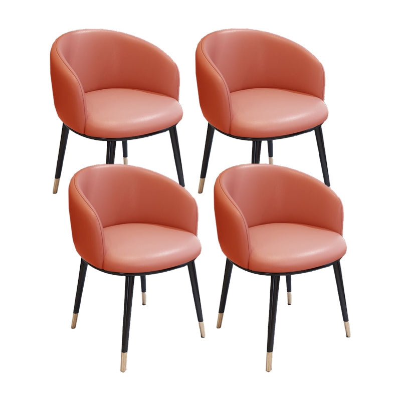 Modern Armless Task Chair Faux Leather Low Back Home Office Chair Orange 4 Piece Set Clearhalo 'furn' 'furn_office_chair' 'Furniture' 'Office Chairs' 'Office Furniture' 'office_chair' 5120446
