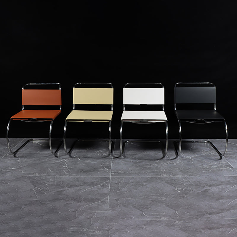 Armless Low Back Desk Chair Modern Faux Leather Home Office Chair