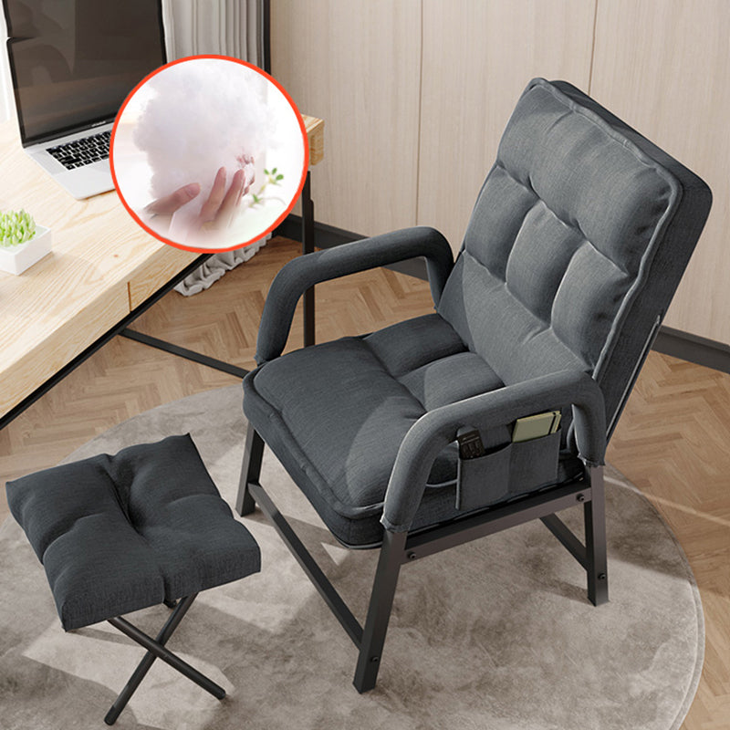 Modern Padded Arms Desk Chair Mid Back Home Office Chair No Wheels Grey With Footrest Clearhalo 'furn' 'furn_office_chair' 'Furniture' 'Office Chairs' 'Office Furniture' 'office_chair' 5120560