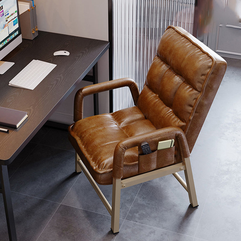 Modern Padded Arms Desk Chair Mid Back Home Office Chair No Wheels Clearhalo 'furn' 'furn_office_chair' 'Furniture' 'Office Chairs' 'Office Furniture' 'office_chair' 5120564