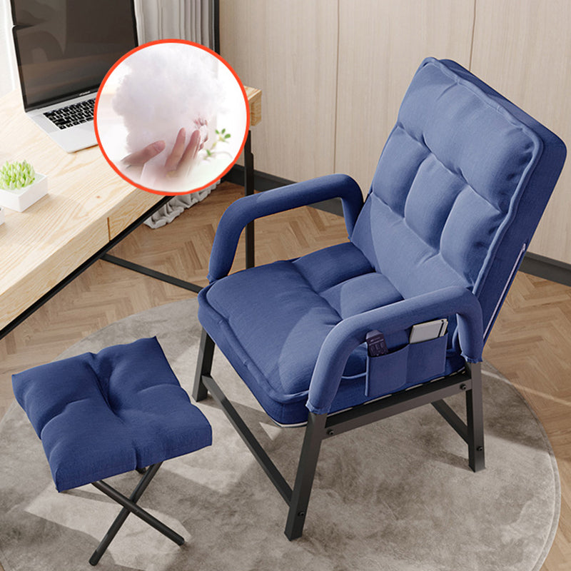 Modern Padded Arms Desk Chair Mid Back Home Office Chair No Wheels Blue With Footrest Clearhalo 'furn' 'furn_office_chair' 'Furniture' 'Office Chairs' 'Office Furniture' 'office_chair' 5120573