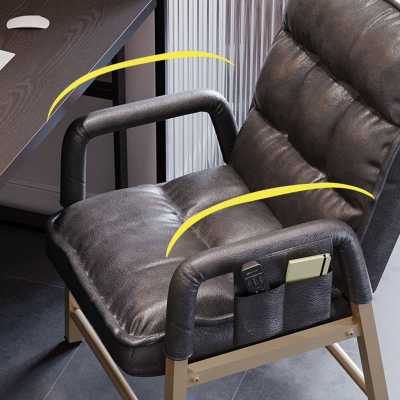 Modern Padded Arms Desk Chair Mid Back Home Office Chair No Wheels Clearhalo 'furn' 'furn_office_chair' 'Furniture' 'Office Chairs' 'Office Furniture' 'office_chair' 5120574