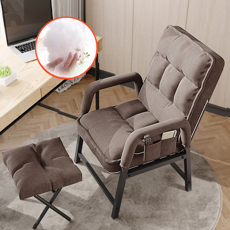 Modern Padded Arms Desk Chair Mid Back Home Office Chair No Wheels Coffee With Footrest Clearhalo 'furn' 'furn_office_chair' 'Furniture' 'Office Chairs' 'Office Furniture' 'office_chair' 5120580