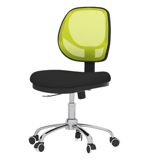 Adjustable Seat Height Office Chair Armless Chair with Caster Wheels 1 Piece Steel Green