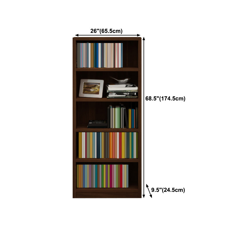 9.65"W Bookcase Contemporary Style Closed Back Brown Bookshelf for Home Office