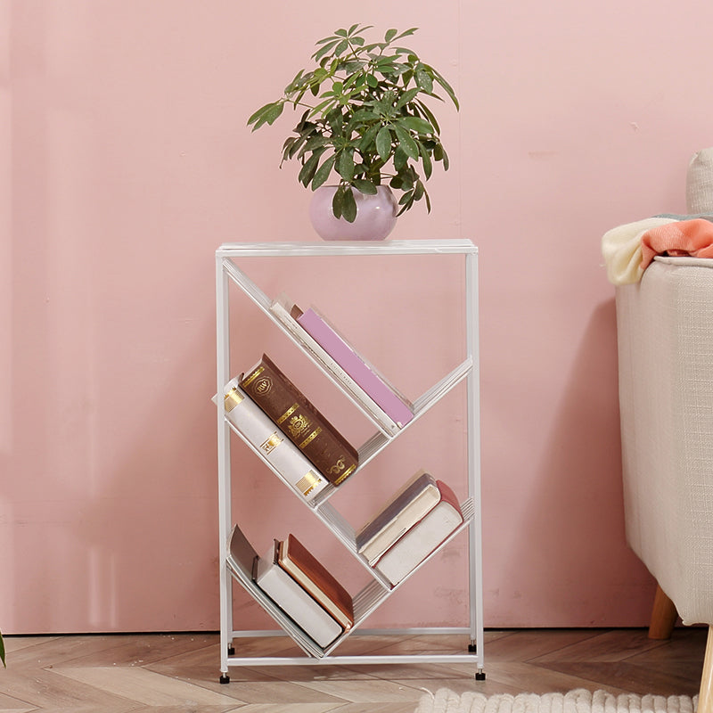Modern Style Metal Bookcase White Open Bookshelf for Living Room Clearhalo 'Bookcases' 'furn' 'furn_bookcases' 'Furniture' 'Office Furniture' 5121017