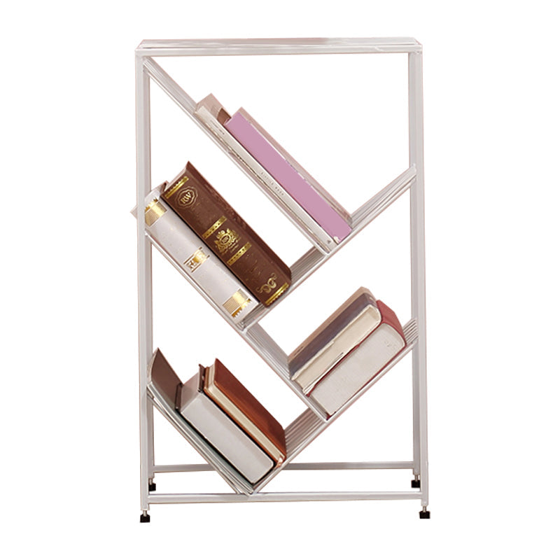 Modern Style Metal Bookcase White Open Bookshelf for Living Room 15.7"L x 9.4"W x 25.6"H Clearhalo 'Bookcases' 'furn' 'furn_bookcases' 'Furniture' 'Office Furniture' 5121018