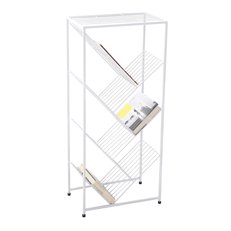 Modern Style Metal Bookcase White Open Bookshelf for Living Room 15.7"L x 9.4"W x 33.5"H Clearhalo 'Bookcases' 'furn' 'furn_bookcases' 'Furniture' 'Office Furniture' 5121019