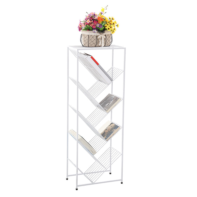 Modern Style Metal Bookcase White Open Bookshelf for Living Room 15.7"L x 9.4"W x 41.3"H Clearhalo 'Bookcases' 'furn' 'furn_bookcases' 'Furniture' 'Office Furniture' 5121021