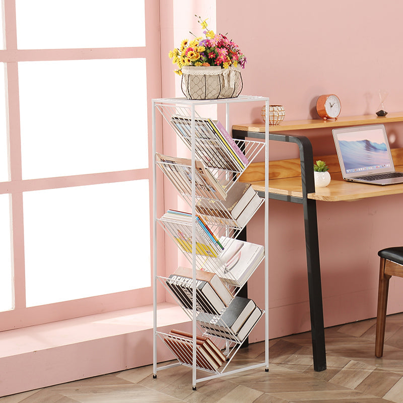 Modern Style Metal Bookcase White Open Bookshelf for Living Room Clearhalo 'Bookcases' 'furn' 'furn_bookcases' 'Furniture' 'Office Furniture' 5121028