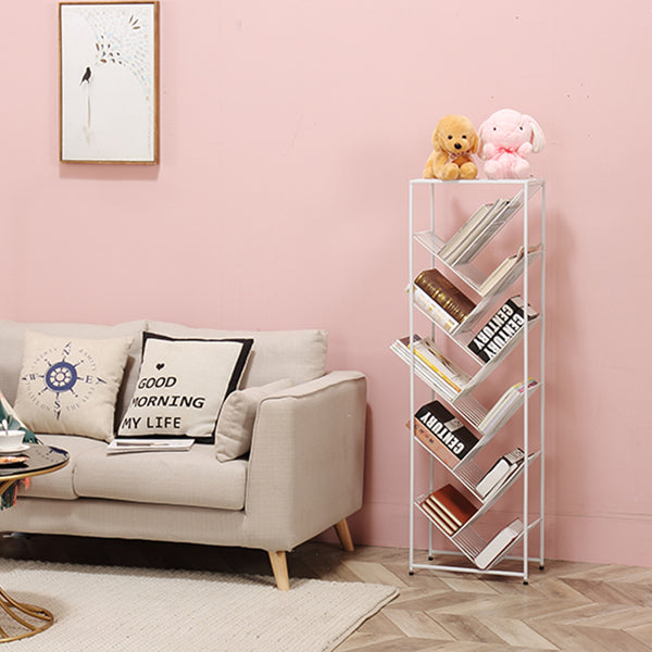 Modern Style Metal Bookcase White Open Bookshelf for Living Room Clearhalo 'Bookcases' 'furn' 'furn_bookcases' 'Furniture' 'Office Furniture' 5121032