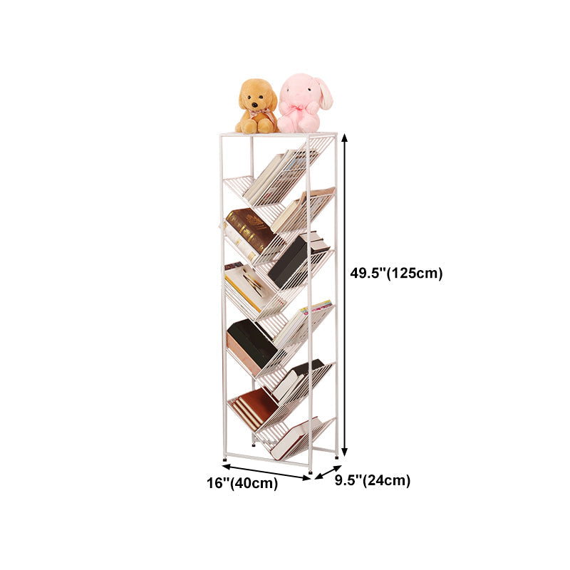 Modern Style Metal Bookcase White Open Bookshelf for Living Room Clearhalo 'Bookcases' 'furn' 'furn_bookcases' 'Furniture' 'Office Furniture' 5121037