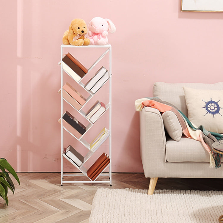 Contemporary Metal Bookcase White Open Bookshelf for Living Room