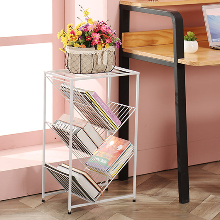 Contemporary Metal Bookcase White Open Bookshelf for Living Room