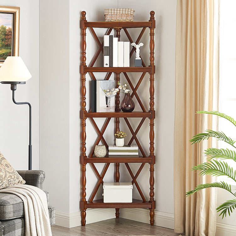 Rectangle Open Bookcase Modern Solid Wood Storage Bookshelf for Home 17.7"L x 17.7"W x 71.7"H Brown Clearhalo 'Bookcases' 'furn' 'furn_bookcases' 'Furniture' 'Office Furniture' 5121061