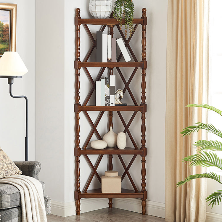 Rectangle Open Bookcase Modern Solid Wood Storage Bookshelf for Home 17.7"L x 17.7"W x 71.7"H Coffee Clearhalo 'Bookcases' 'furn' 'furn_bookcases' 'Furniture' 'Office Furniture' 5121062