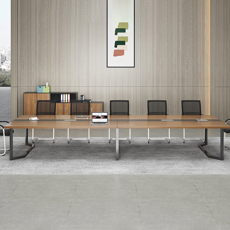 Contemporary Style Meeting Desk Brown Office Desk for Office and Meeting Room Clearhalo 'furn' 'furn_office_desk' 'Furniture' 'Office Desks' 'Office Furniture' 'office_desk' 5122052