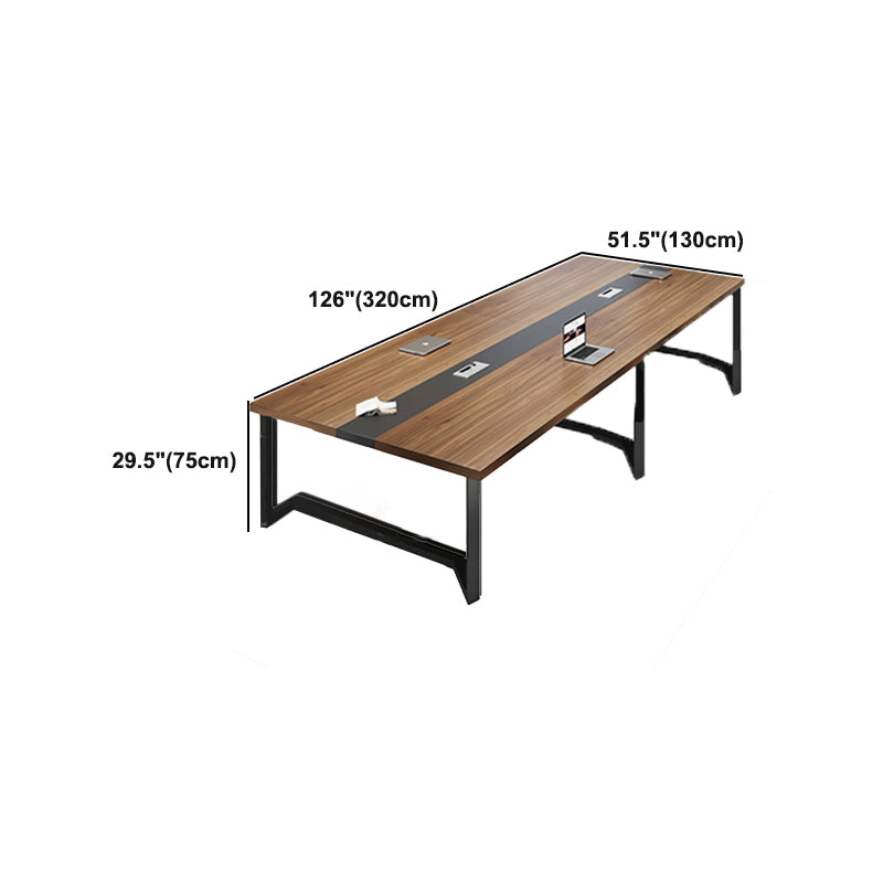Contemporary Style Meeting Desk Brown Office Desk for Office and Meeting Room Clearhalo 'furn' 'furn_office_desk' 'Furniture' 'Office Desks' 'Office Furniture' 'office_desk' 5122057